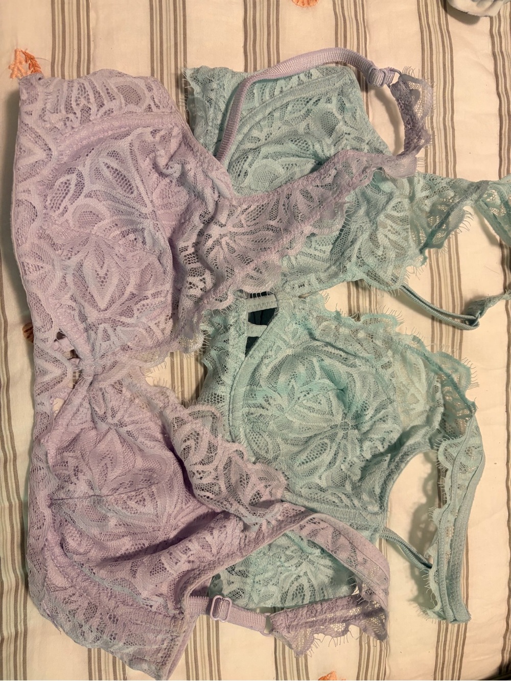 Victoria Secret Lace Bralette Set in Lavender and Mint